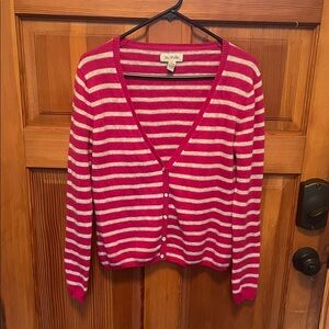 Bay Studio 100% Cashmere Pink & Grey Striped Cardigan